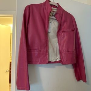 Hot pink real Italian leather jacket